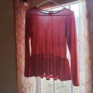 Orange peplum long sleeves shirt